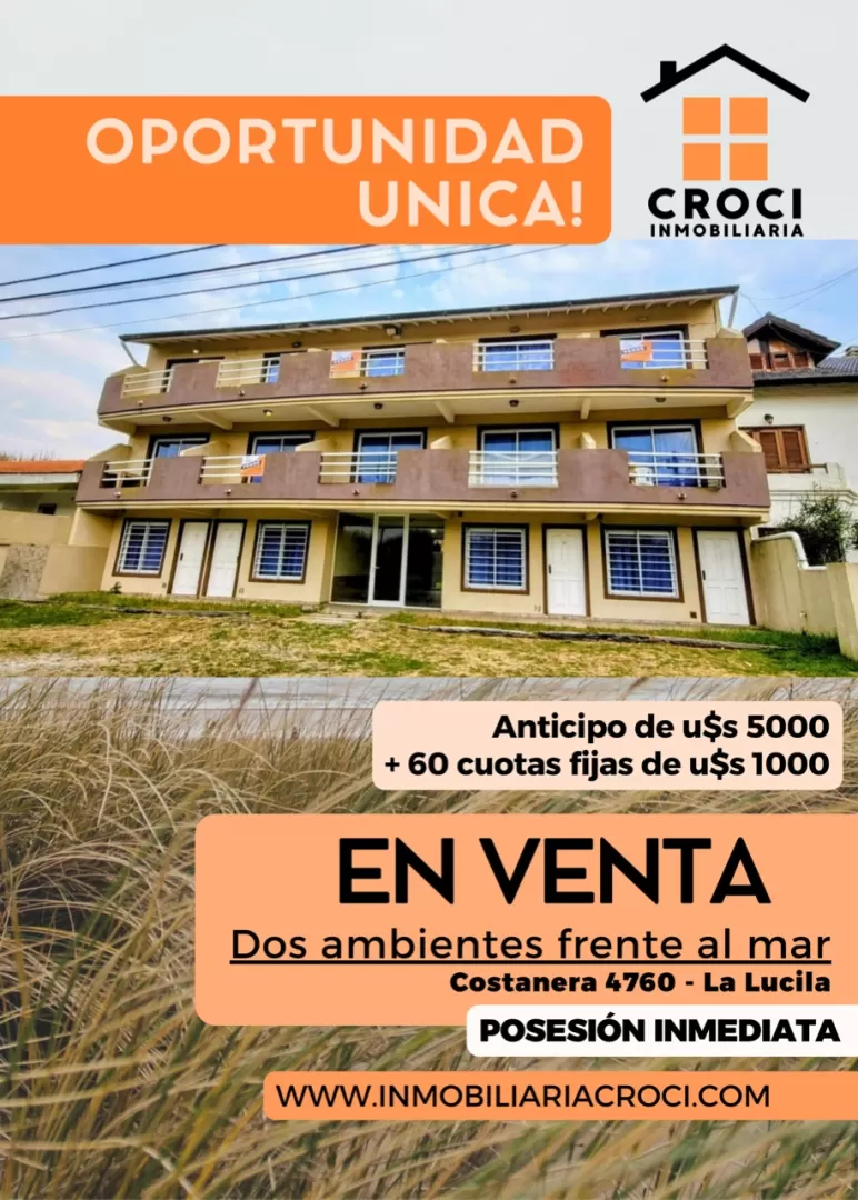 Departamento en Lucila del Mar - 2 Amb. Frente Al Mar En La Lucila D10 (ID 22)